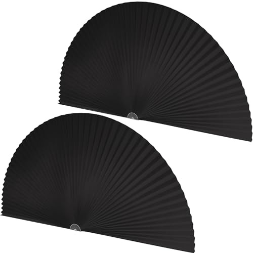 Fainne 2 Pcs Half Moon Window Shade Half Circle Arch Window Blackout, Light Filtering Pleated Fabric Shade No Drill Easy Install Light Blocking Blinds, 36 x 72 Inch (Black)
