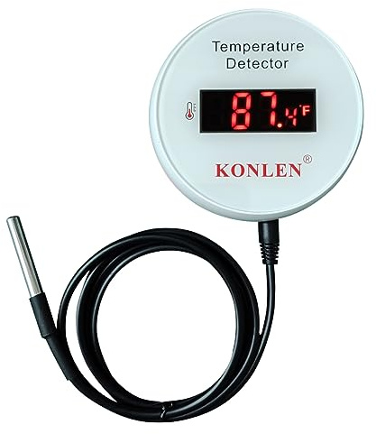 Tuya WiFi Temperature Sensor with External 9.8ft Probe Cable, Smart Life Digital Thermometer Detector for Freezer Water Tank Pool Home Greenhouse, Upper Lower Temp Remote Alarm KONLEN
