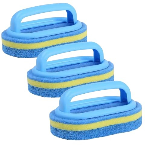 3 PCS Bathroom Cleaning Sponge, Bathroom Sponge, Sponge Brush with Handle for Kitchen/Handle Grip for Bathroom Kitchen, Suitable for kitchen and bathroom Bath Cleaning Brush
