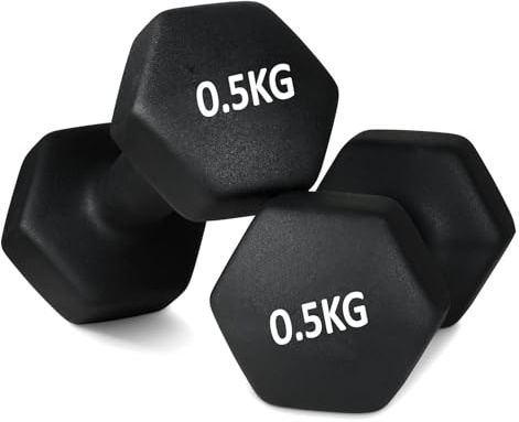 NTEK Neoprene Dumbbell Hand Weights | 1pair Sweat Resistant Dumbbell Set | for Women and Men Arm Hand Weights Pilates Dumbbells | Neoprene Dumbbell for Home Exercise (0.5 Kilograms)
