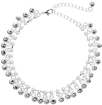 CALLARON Vintage Bell Tassel Anklet Adjustable Ankle Chain for Women Girls Summer Beach Foot Jewelry Silver 13.19 Inch Stylish Boho Accessory