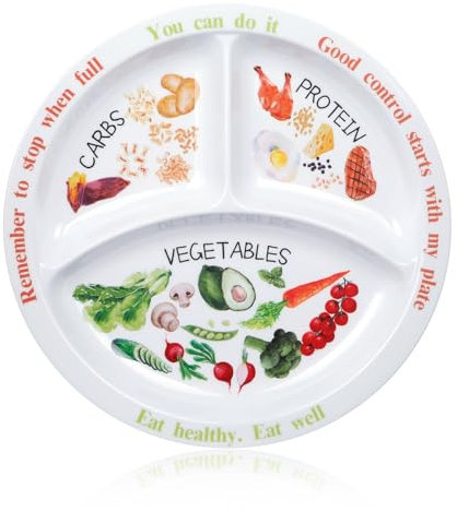 Yuecda Portion Control Plate for Balanced Eating -Healthy Nutrition Plate for Adults and Teens - Melamine Dividers, Perfect for Balanced Eating and Diet Management (1 Pieces)