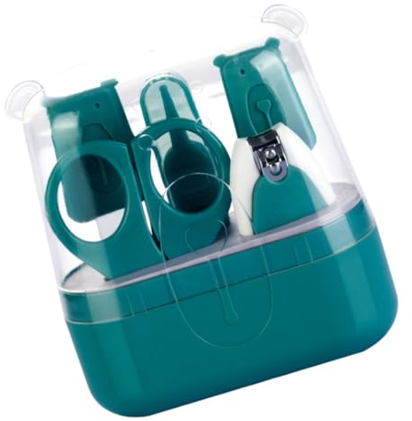 SUPVOX Kit para Uñas Ñiño Tijeras Pequeñas, Cortaúñas Seguro Cuchillas Redondeadas y Caja de Almacenamiento Verde para Cuidado Infantil