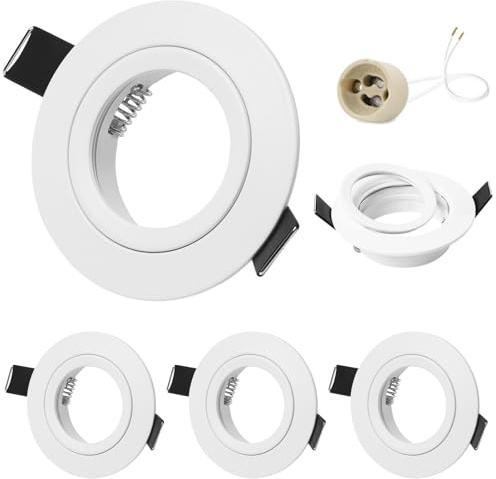 GeyouLux Marco Foco Empotrable Blanco Incl. GU10 Zócalo Ojos de buey led para techo Aluminio Downlight led techo empotrable Para Ø50MM MR16 Lámparas O Halógena Baño Sala Cocina, 4 Pack, 68mm