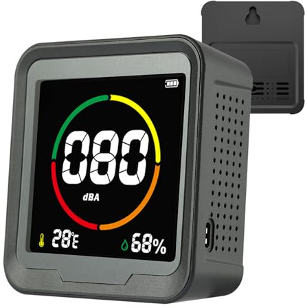 VETOUCH Sound Level,High Precision Decibel Meter 3 In 1spl Meter Level Temperature/Humidity Measurement, Type-C Charging/Hanging Hole Level Meterlevel Meter Convenient Practical Sound Level Meter