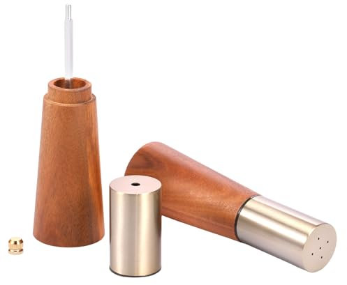 Set di 2 macinasale e pepe regolabili per sale e pepe, set di macinaspezie ricaricabili per barbecue da cucina (legno)