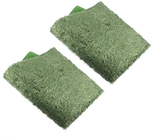NUOBESTY 2pcs Reptile Carpet Imitation Moss Mat for Turtle Habitat Washable Substrate Liner for Lizards Geckos Bearded Dragons and Pets