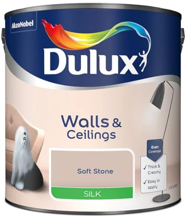 Soft Stone Walls & Ceilings Silk Emulsion Paint 2.5 L – Smooth Washable Silk Finish, Quick Dry, Low-VOC, Easy Application for Interior Walls & Ceilings