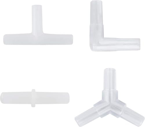 40 Piece Aquarium Air Line Connectors 4 Types of Plastic Tubing Connectors for 4-6 mm Airline Aquarium Airline Fittings for Fish Tank Pond Air Pump Pipe Hose (White)