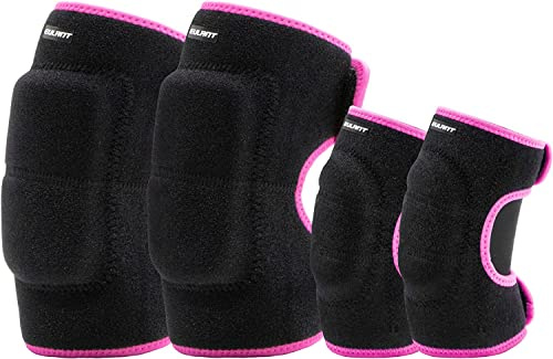 EULANT Adjustable Soft Elbow Pads and Knee Pads for Kids, Child Protective Pad Sets for Bicycle Roller Skating Basketball Football Volleyball Dancing Kneeling,Rose M