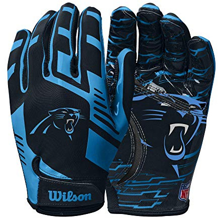 Wilson NFL - Guantes de fútbol Americano con Ajuste elástico, para Adultos, Carolina Panthers