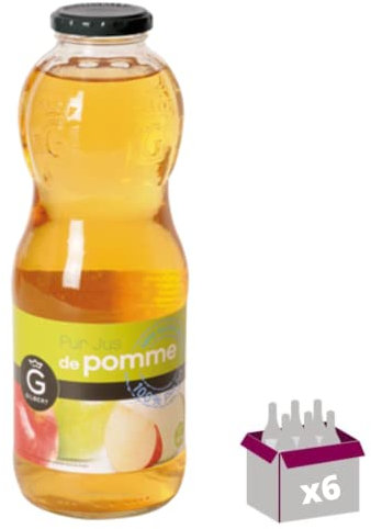 6x1L en verre - Pur jus de pomme rioba