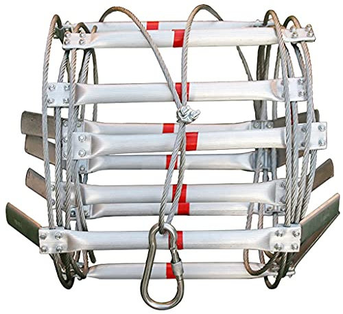 AiQima Échelle de Corde, Échelle D'Évacuation d'urgence, Échelle de Câble Métallique À 3 Étages pour Les Opérations À Haute Altitude, Évacuation de Secours en Alliage D'Alumipour L'Évacuation/White/