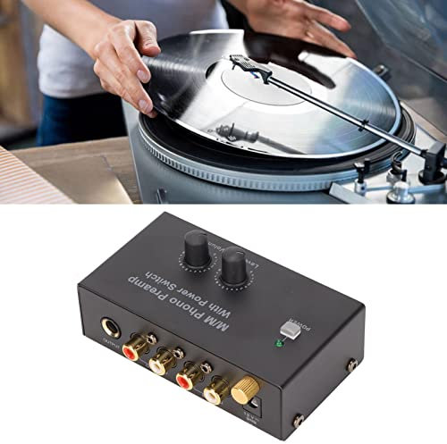 EIMSOAH Phono Preamp Professional, Low Noise Turntable Preamplifier with 12V DC Adapter, Converts Signal to Line Level for Connecting Turntable to Audio Equipment