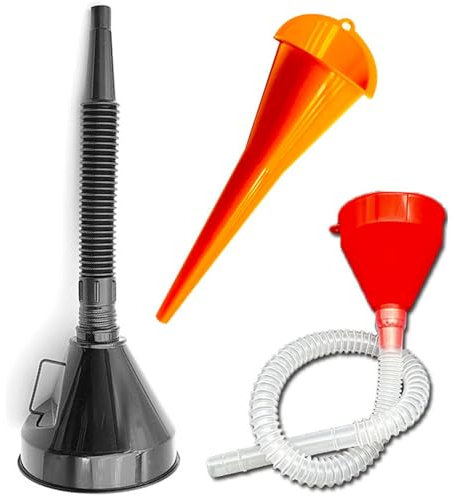 3 Stück Trichter Mit Schlauch, Trichter öL, Trichter Set, Universal Auto Trichter, Trichter Mit Abnehmbarem Auslauf Und Langen Trichtern, Trichter für öLwechsel, Auto, Werkstatt Und Haushalt