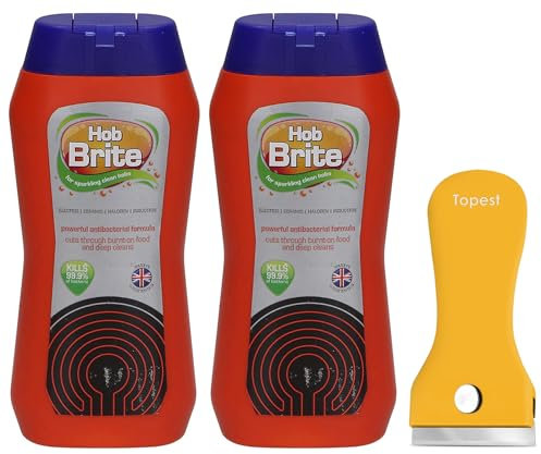 2X Hob Brite Hob Cleaner (2X 250 Ml) + Hob Cleaning Tool [Non-Scratch] - Ideal for Ceramic, Electric, Halogen and Induction Hobs [Packaging May Vary]