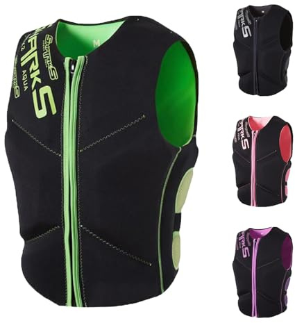 YAMNYSS Chaleco De Natación Profesional, Chaleco Salvavidas De Flotabilidad Anticolisión para Deportes Acuáticos para Adultos, Chaqueta para Pesca, Canotaje, Rafting,Verde,L