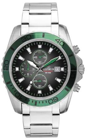 Lorenz - Cronografo Sportivo al quarzo 026117VB - Orologio con cinturino in acciaio - Box set con cinturino in gomma di ricambio - Subacqueo fino a 100 metri