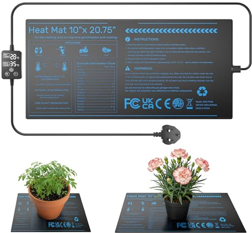 Pikasser Tapís Chauffant pour Semis Imperméable avec Thermostat 25x52cm 30W Tapís de Chauffage Durable pour Germination Culture Intérieure Hydroponique Serre & Hiver