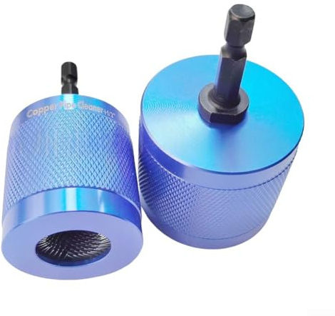 Nettoyeur de tuyaux avec lames remplaçables pour tuyaux en cuivre, corps en alliage d'aluminium léger, tête de brosse en acier inoxydable et couvercle fileté pour un entretien facile