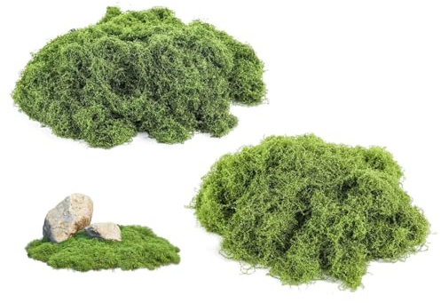 OPVYAEU 200 g musgo artificial, 100 g verde oscuro + 100 g verde claro, musgo decorativo para DIY, manualidades, maquetas, jardines en miniatura y proyectos creativos