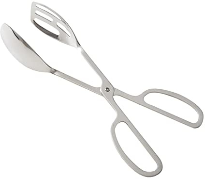 Heavy Duty Stainless Steel Kitchen Salad Tongs Heat Resistant Small Serving Tongs for Cooking, Grill, Pastry, Sandwich, Ice, Food Bread Dessert(COLOR:Silver)