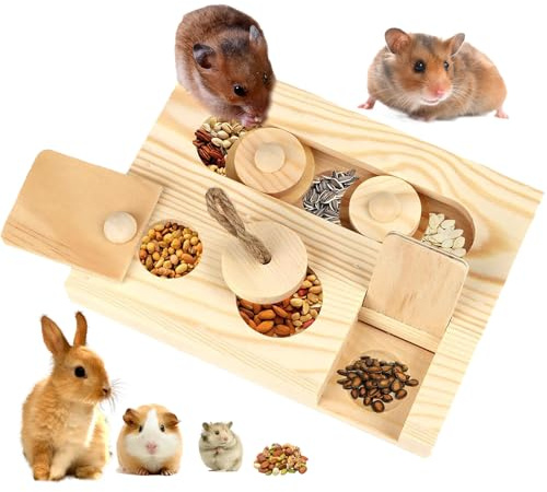 GZYYANG Hamster Jouet de Recherche de Nourriture, Hamsters en Bois 6 en 1 Jouet en Bois pour, Jouets pour Hamster en Bois, Gerbilles et Hamsters Nains