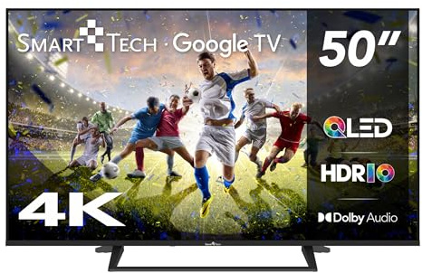 Smart Tech QLED 50QG06K Téléviseur HDR 50 avec résolution 4K UHD, Bluetooth, WiFi