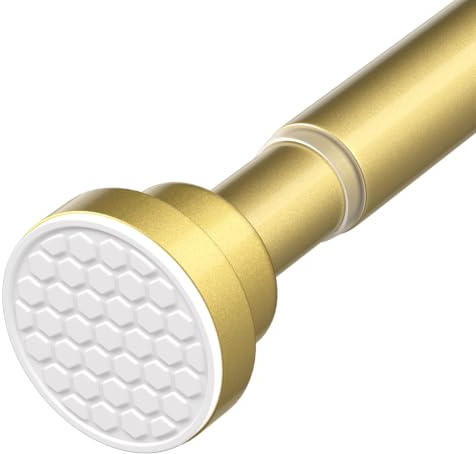 Gold Tension Rods for Curtains 113-197cm Shower Curtain Pole | Extendable Curtain Poles Spring Rod No Drilling Telescopic Shower Curtain Rail For Windows Bathroom
