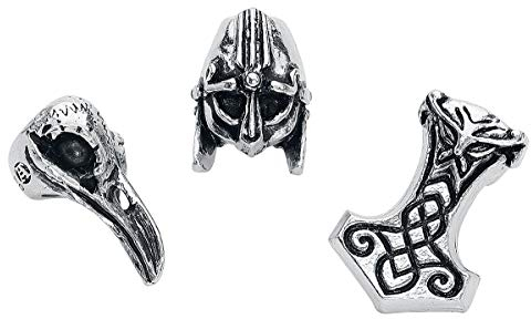 Alchemy Gothic Nordische Haarperlen Bartperlen Silberfarben, 3 Count (Pack of 1), Hartzinn