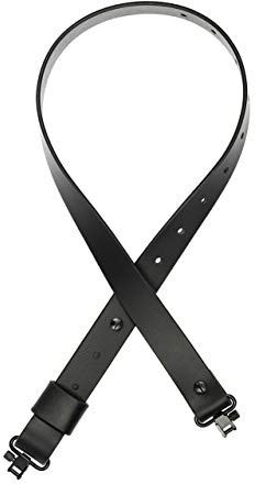 Detroit Leather Shop USA Handmade Rifle Sling 1.25 Wide Black Buffalo Leather Black Hardware. The Black Out Sling. (Model BB)