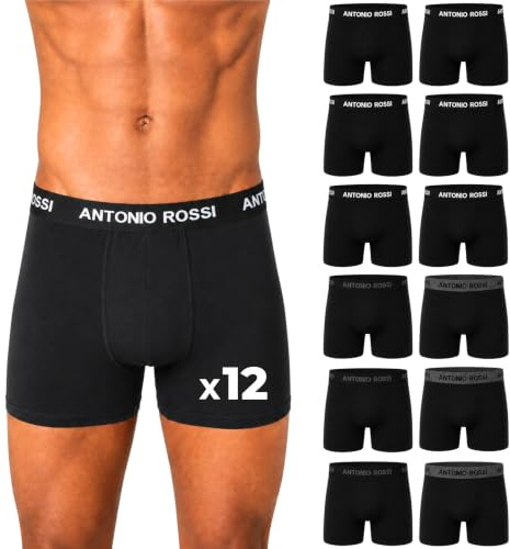 ANTONIO ROSSI boxershorts för män, 12-pack, bomullsboxershorts multipack, andningsbara herrunderkläder, bekväma, stretchformade herrkalsonger för vardagskläder, S-5XL