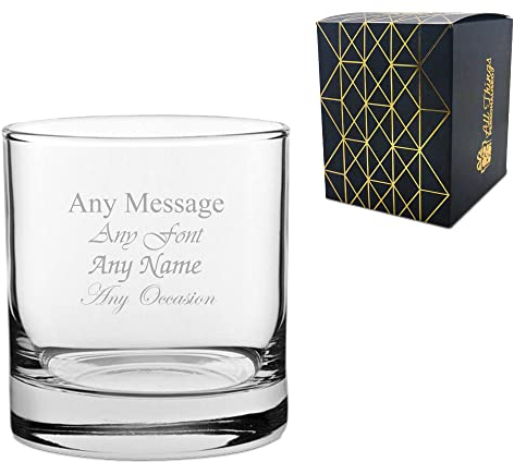 Personalised Engraved 13oz Whiskey Glass, Gift Boxed, Personalise with Any Name and Message, Perfect for Any Occasion