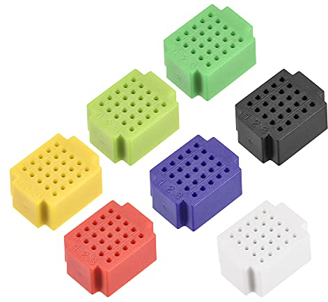 sourcing map Mini Breadboards 25 Tie Point Solderless Breadboards for Proto Shield Distribution Connecting Blocks Pack of 7