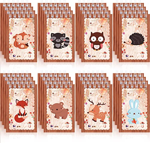 Clabby 32 Stücke Dschungel Thema Notizblöcke Gastgeschenke Waldland Tier Mini Notizblöcke Wald Tiere Spirale Notizbuch Fuchs Eule Waschbär Eichhörnchen Kaninchen Dekor für Kinder Klassenzimmer
