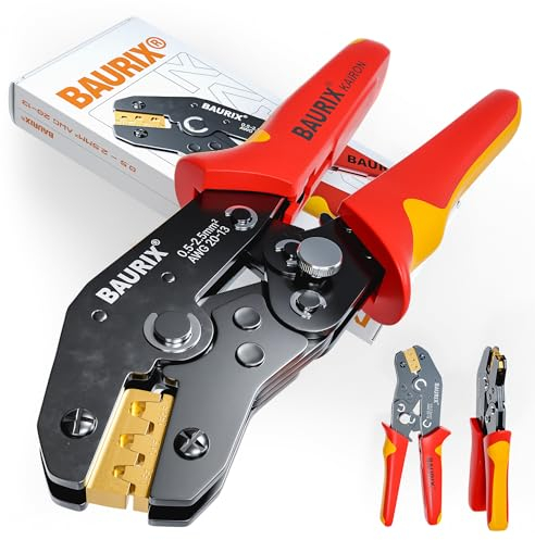 BAURIX® Pinces à Sertir pour Embouts Cable - Pince à Sertir Cosses Èlectriques pour Connecteurs 0,50-2,50 mm² - Cosse Electrique - Pince a Cosse - Crimps