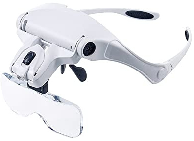 Head Mount Magnifier with LED Lights Magnifying Headband Glasses 5 Replaceable Lenses for Reading Close Work Jewelry Loupe Watch Repair (1.0X, 1.5X, 2.0X, 2.5X, 3.5X) JIANNI