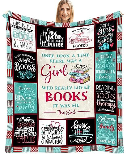 Book Lovers Gifts for Women, Bookish Gifts for Book Lovers Women, Book Lovers Gift Ideas Throw Blanket 60x50, Reading Gifts for Readers/Librarian/Book Nerd/Bookworm, Book Club Gifts for Woman