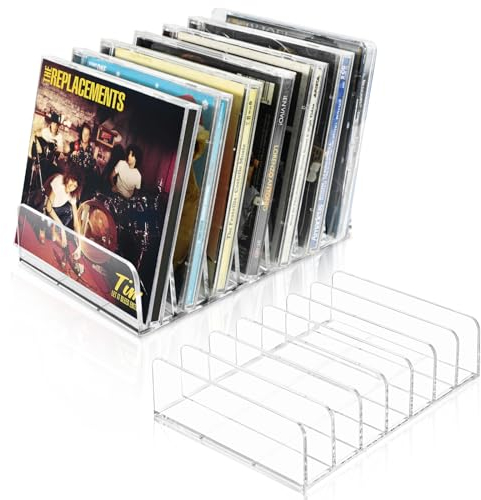 Vowcarol CD-Halter, transparent, Acryl, CD-Organizer, CD-Display-Rack für bis zu 14 Standard-CD-Hüllen für Medien-Regale, Aufbewahrung und Organisation, 2 Stück