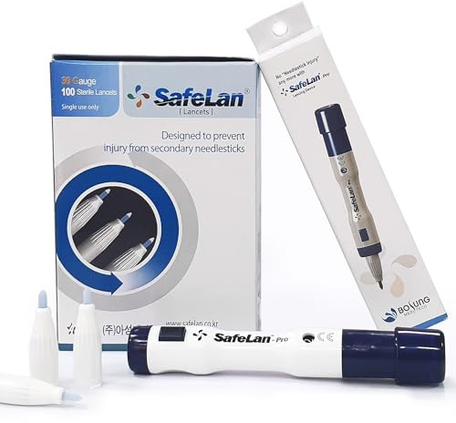 SafeLan Set Safety Lancing Device + Lancets 1Box (30G/100Pieces) Minimizing Pain Made in Korea