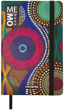 Mitama AFRO Grafisk anteckningsbok - MEMO BOOK - NOTEBOOK - Soft Touch-omslag - Innerficka + Penna ingår - Vita ark - 9 x 14 cm