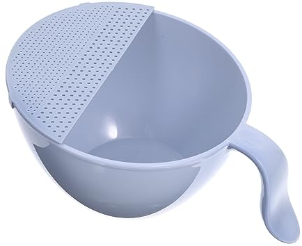 Mikinona Colador Multifuncional Para Arroz Con Mango Escurridor De Agua Rápido y Seguro Cesta De Lavado Para Verduras y Legumbres Accesorio De Cocina Gris