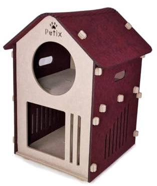 Katzenhaus Indoor große Katzen Katzenhöhle XXL 61×40×40 (cm) Katzen Haus höhle zum Schlafen, Spielen und Verstecken, Katzen schlafplatz Petix (Sweet Home) (Beige, XXL)
