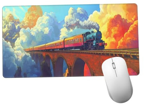 Tren Alfombrilla Ratón 1400x600x3mm Alfombrilla Raton XXL Grande con Base de Goma Antideslizante, Lavable, Accesorios Gaming Nube, Ordenador Gamer Regalos, Mouse Pad Gaming Mejora La Velocida Y698