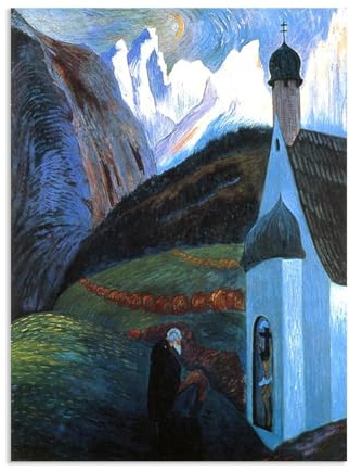 Hau3sh3a Marianne Von Werefkin Poster Cuadros Famosos Pintura al óLeo La preghiera ImpresióN sobre Lienzo Cuadros Decorativos Modernos Dormitorio85x60cm(33x24in) Frameless