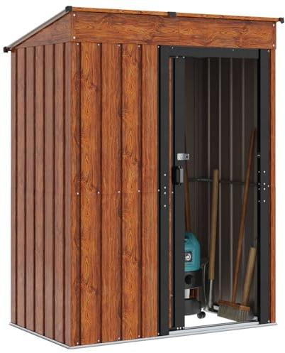 vidaXL Cabanons de Jardin Marron 137 x 81 x 180 cm Métал, Abri métal résistant pour Jardin et terrasse, Rangement Outils, Organisation Espace extérieur