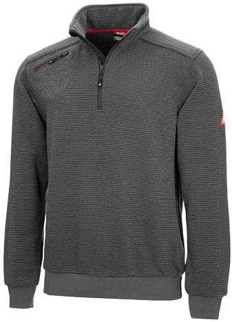 Nitras Pull Homme avec Col à Fermeture Éclair - Sweat Hommes - Manches Longues - Idéal pour l’Hiver - il est Chaud - Confortable et Respirant,5XL,Gris