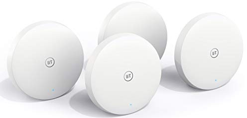 BT Mini Whole Home Wi-Fi Mesh System, Pack of 4 Discs for Seamless, Fast (AC1200) Connection in Larger Homes - App Control, 3-Year Warranty