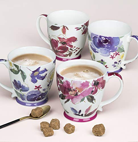 Waterside Fine China 4 Piece Floral Jumbo Mug Set