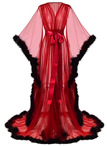GRACEART Vestido de Noche de Encaje Manga Larga Sexy Mujer Embarazada Maternidad Foto Shoot Dress Transparente Faldas Fotográficas de Maternidad Apoyos De Fotografía (Rojo-2, M)